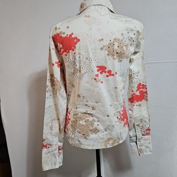 Vila Clothes  ANISETTE FLOWER SHIRT Womens Button-Down Blouse  Coral Tan-Size‎ M - Picture 5 of 11